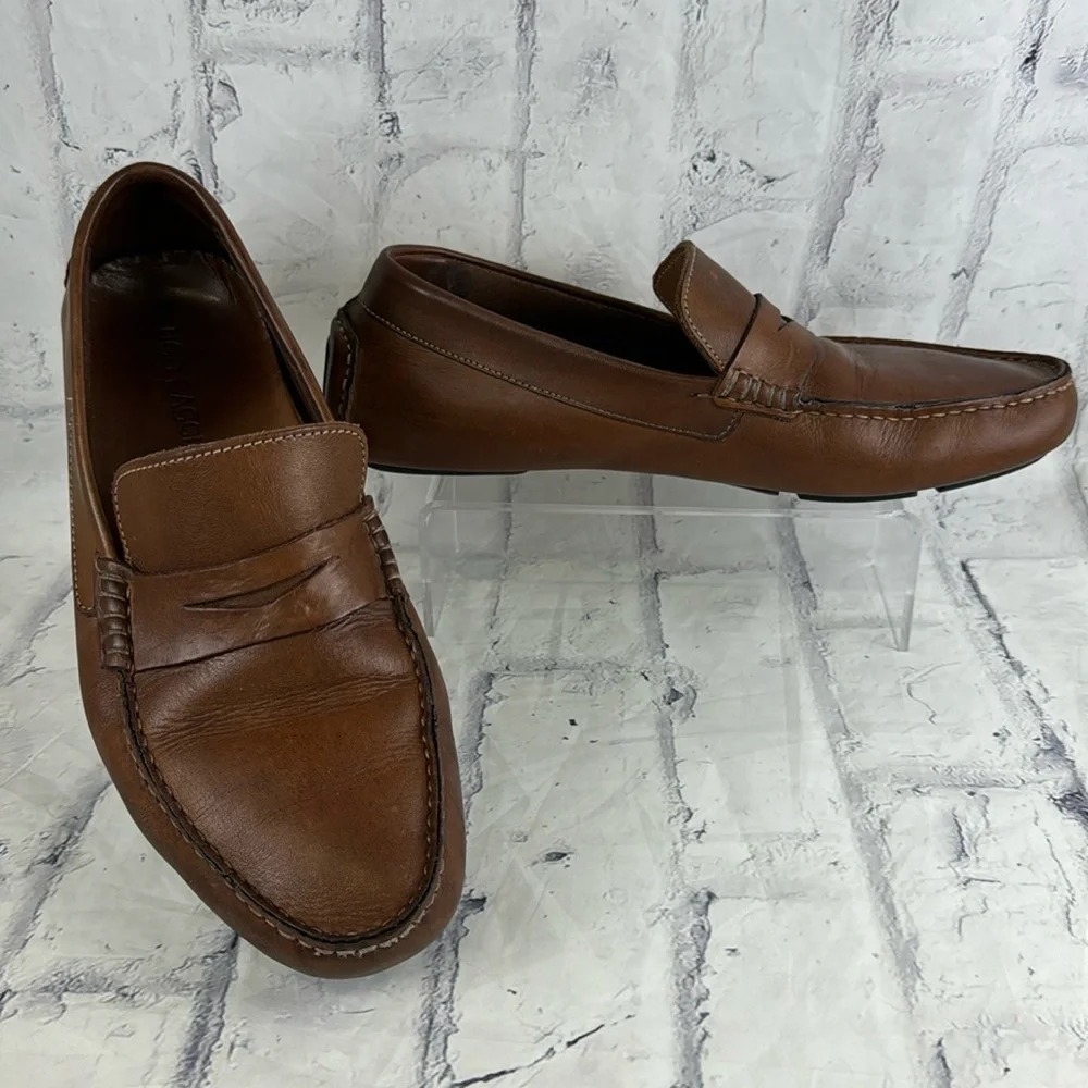 Ugo Bacci Leather Driving Moccasins Penny Loafer Style Slip Ons
